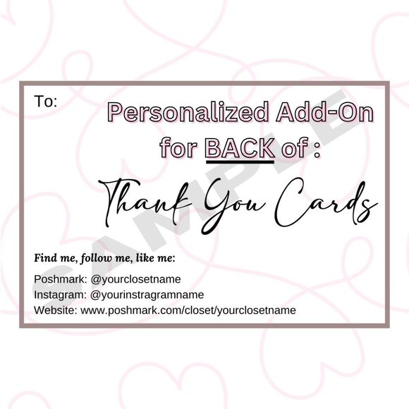 SellersMerch | Other | Add On Thank You Cards Personalization | Poshmark